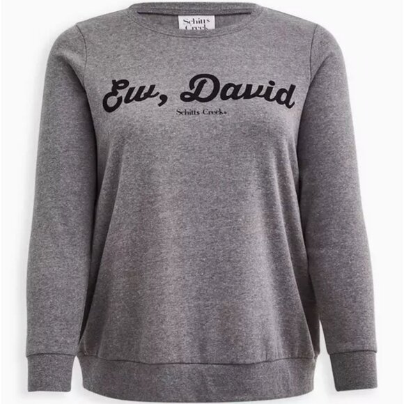 Torrid Sweaters - Torrid Size 4 Grey Sweatshirt - Cozy Fleece Schitt's Creek “Ew, David”